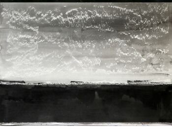 Halligen 7 · Pigmenttusche auf Papier, gekratzt · 70 x 50 cm