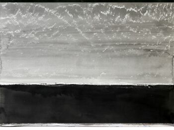 Halligen 6 · Pigmenttusche auf Papier, gekratzt · 70 x 50 cm
